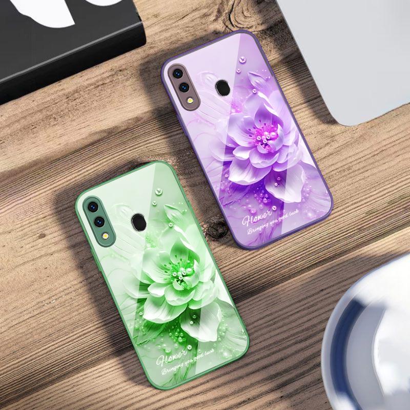Blooming Blue Flowers For Samsung A73 72 71 A70 56 55 54 A53 52 51 50 42 A35 A34 33 32 31 26 25 24 23 22 30 Glass Phone Case