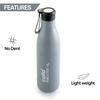 Insulated Steel Water Bottle For Travel Gym Office Use | Leakproof Cold Drink Flask With BPA-Free Safe Lid | Sleek Grey Design With 720ml Capacity