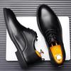Men Derby Shoes lace up oxfords Round Toe Lace-up Party Men's Formal Shoes black Leather Men Dress business Shoes man
