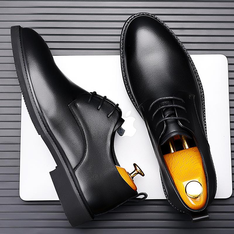 Men Derby Shoes lace up oxfords Round Toe Lace-up Party Men's Formal Shoes black Leather Men Dress business Shoes man