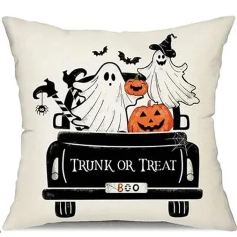 

Декоративна наволочка на Хеллоуїн. Чорно-білий гарбуз-привид. Декоративна наволочка для відкритого простору. Декоративний диван-ліжко. 60x60cm