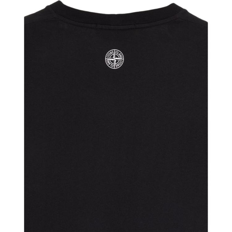 STONE ISLAND Ss23 Spring Summer Collection Solid Color Pique Effect Printed Short Sleeve T-Shirt Men T-Shirts Black 78152NS90-V0029