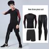 Drie delige compressie fitness set voor Heren, Dames & Kinderen - Sneldrogend: Top met lange mouwen, Legging en Hardloopkleding.