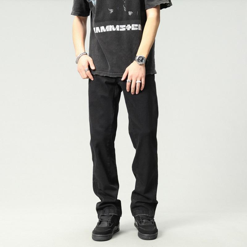 

Американские уличные черные джинсы мужские весенне-осенние в стиле хай-стрит, повседневные прямые расклешенные брюки 38 чёрный