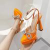 Fashion Brand Love Rhinestone/Flower Strap Sandals Model Show Bow Tie High Heels Thick Heel Waterproof Platform Size 35-43 Women's Shoes