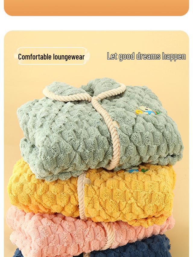 Kids' Winter 3-Layer Quilted Pajamas Coral Fleece Set - Boys, Girls, Babies & Parent-Child Outerwear