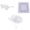 Feather Edge Letter Cowboy Hat Sequins Pink Western Rough Edge Cowboy Hat Glasses Square Towel Three-piece Set