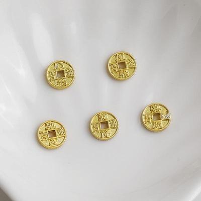 Gold-Plated Sand Gold Color-Retaining Five Emperor Coins Spacer Beaded Braiding Cord for DIY Lucky Bracelet Jewelry Accessories