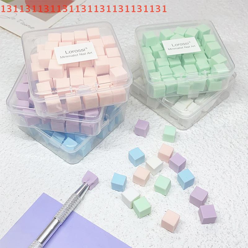 50pcs Mini Square Nail Sponge Powder Puff Nails Art Gel Polish Tools Makeup Cosmetic Nail Buffer Block For Manicure Accessories
