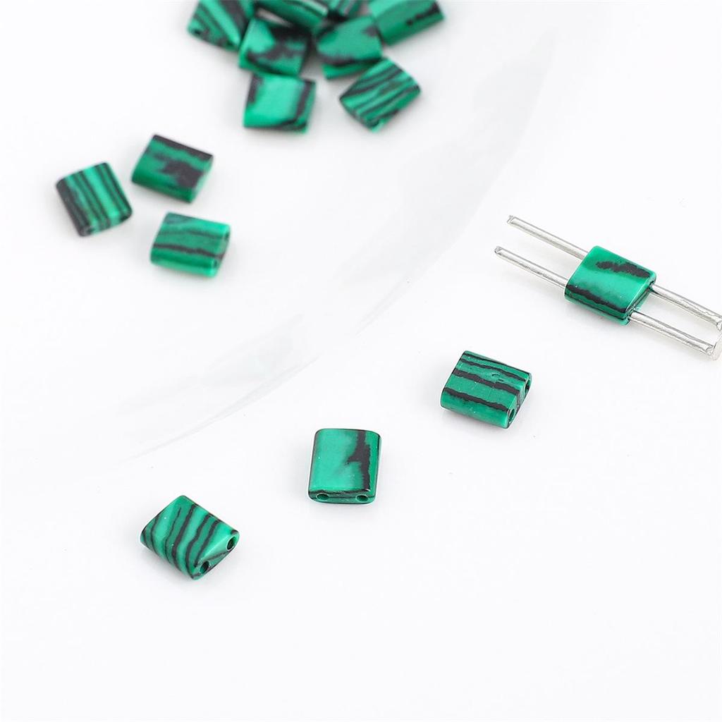 Black Hematite Emperor Stone Square Two-Hole Loose Beads for DIY Jewelry Making