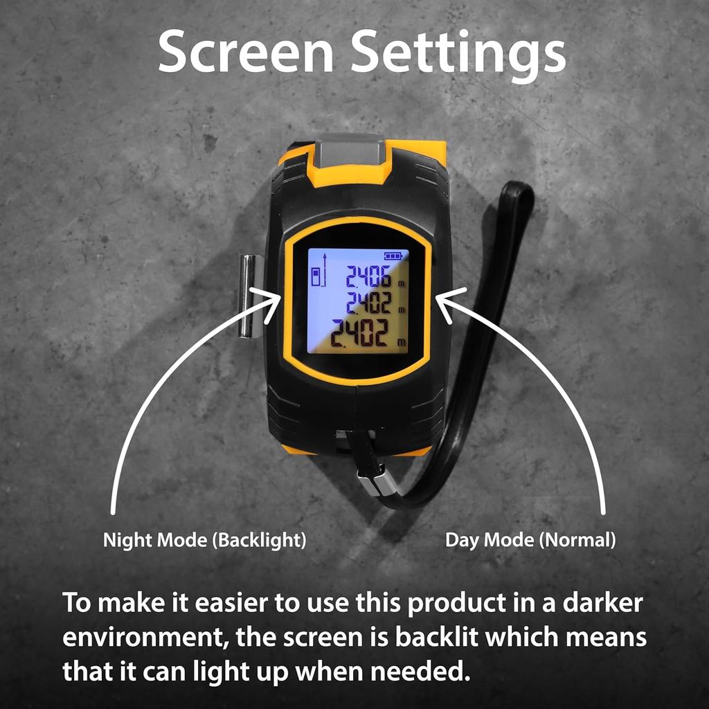 2024 New Laser Tape Measure 3-in-1 with Large LCD Display | Digital Laser Measurement Tool in/ft/m Scales up to 131ft/40M with calculations | Tape