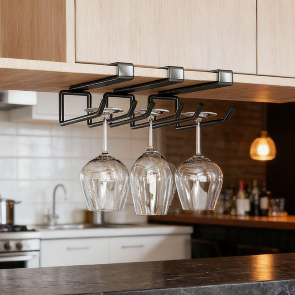 Wall Mounted Under Counter Glass Storage Rack Iron Wine Glass Holder Wine Glass Rack  for Kitchen
