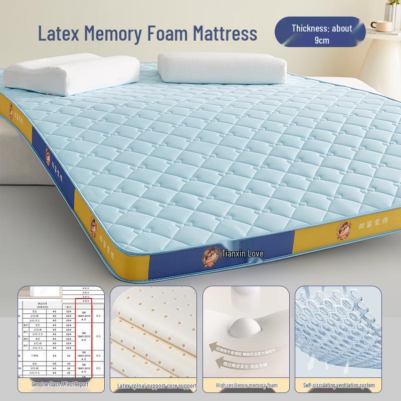 High Resilience Memory Foam Latex Mattress - Double Soft, Thickened for Dorm or Home Use.