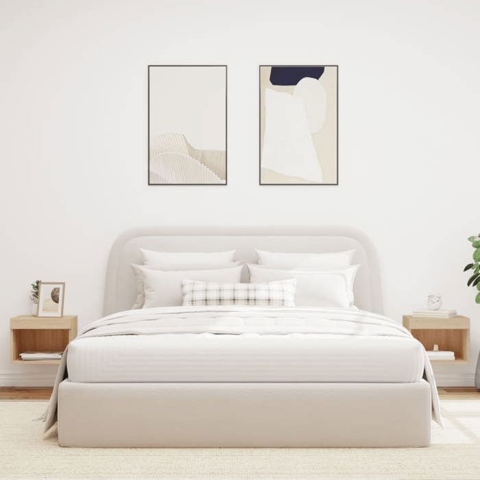 VidaXL Tables de Chevet Murales avec Lumières LED 2 pcs, Armoires de Lit Suspendue, Tables de Nuit, Armoires de Nuit 837118