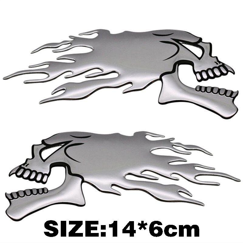 Car Motorcycle Sticker 3D Flame Ghost Skull Head Emblem Decals Auto Styling Decoration Decals Auto Exterior Decor Accessories