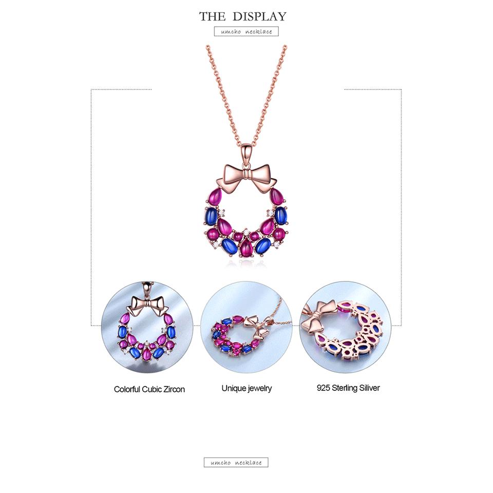 Violet Blue Zircon Christmas Decoration Pendant Ladies Necklace Rose Gold Ladies Gifts High Jewelry
