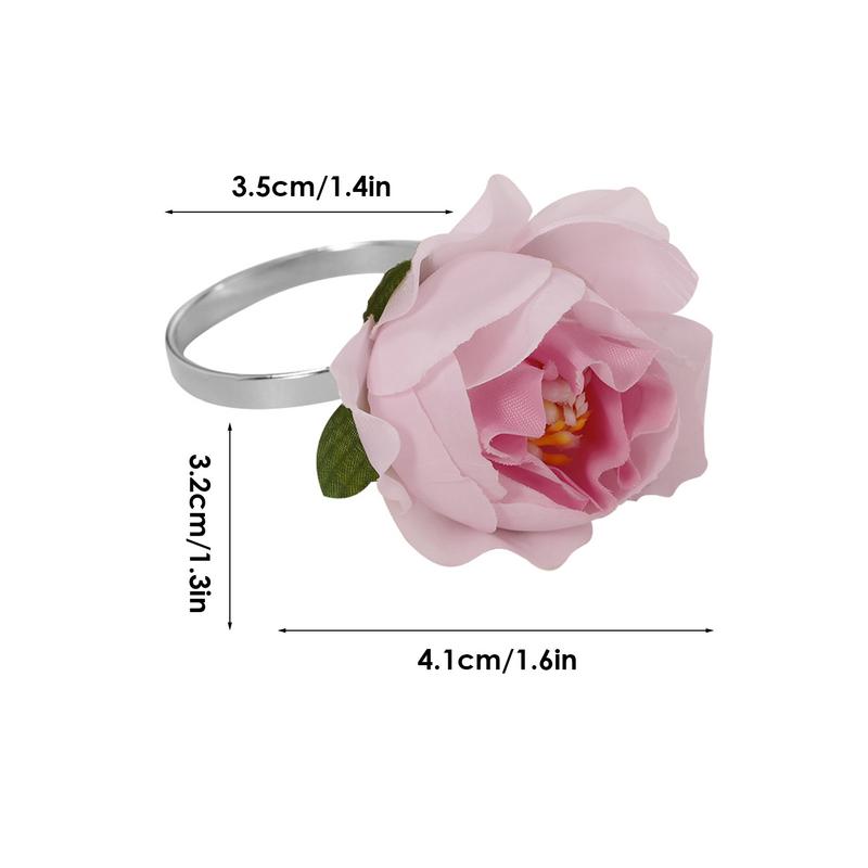 Napkin Holders For Cloth Napkins Alloy Artificial Flower Napkin Rings 6pcs Gold Plated Decorative Serviette Buckles Adornment