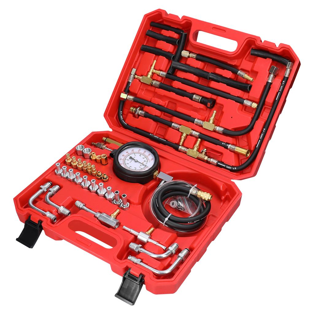 Fuel Injection Pressure Tester Kit TU443 0-140PSI 0-10Bar Automotive Fuel Pressure Gauge Complete Kit