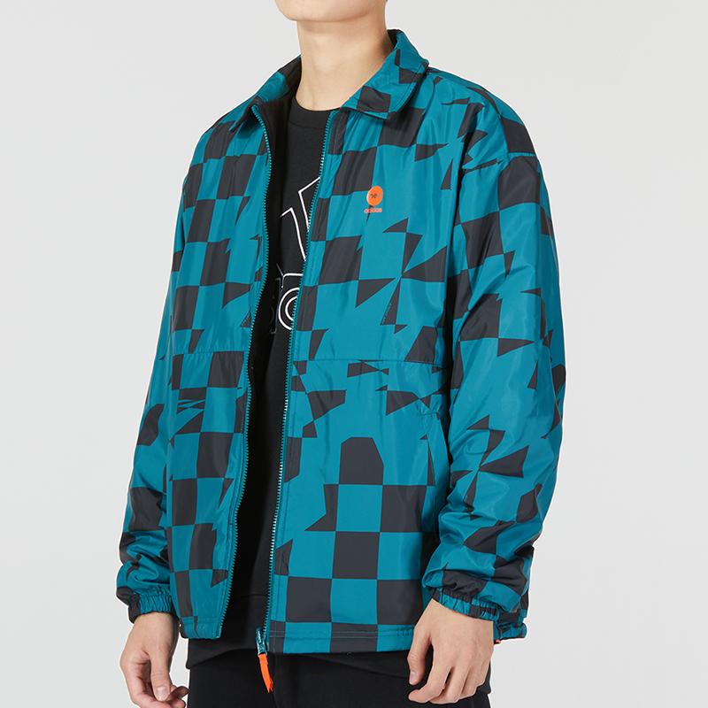 Adidas Neo UVbe Rev Reversible Jacket With Plaid Print Logo Unisex Jacket Green HU1110