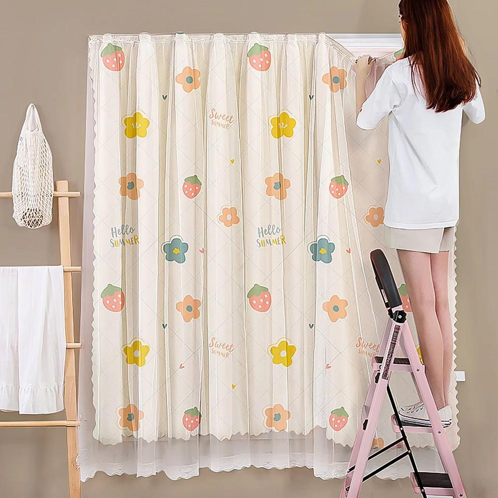1 Pc Self-adhesive Blackout Curtains Cartoon Pattern Window Drapes  Rental Housing