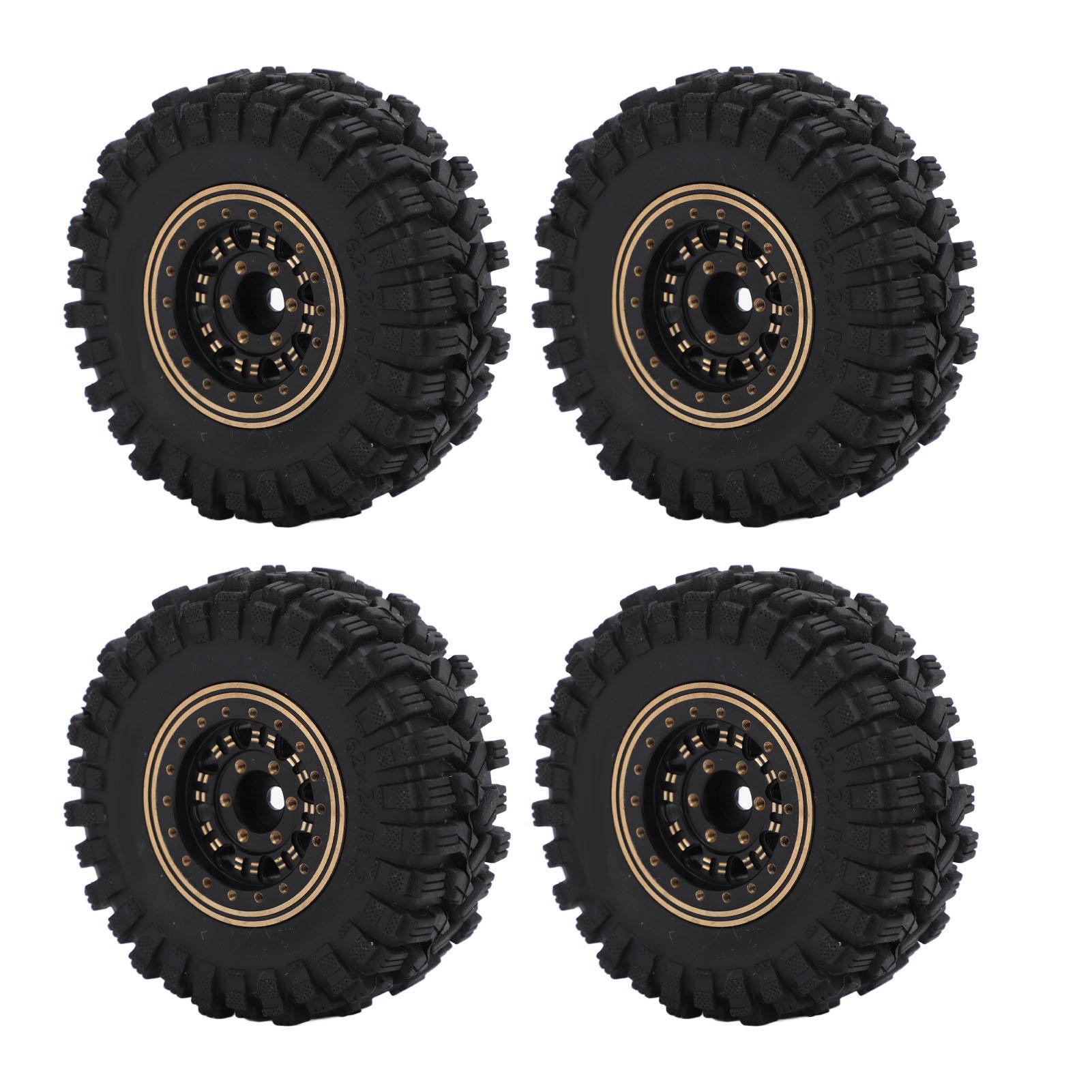 

4pcs RC Car Wheel Tire Black 1.2inch Good Grip RC Brass Hub Rubber Tire for Traxxas 1/18 4M 1/24 for SCX24 for FMS24