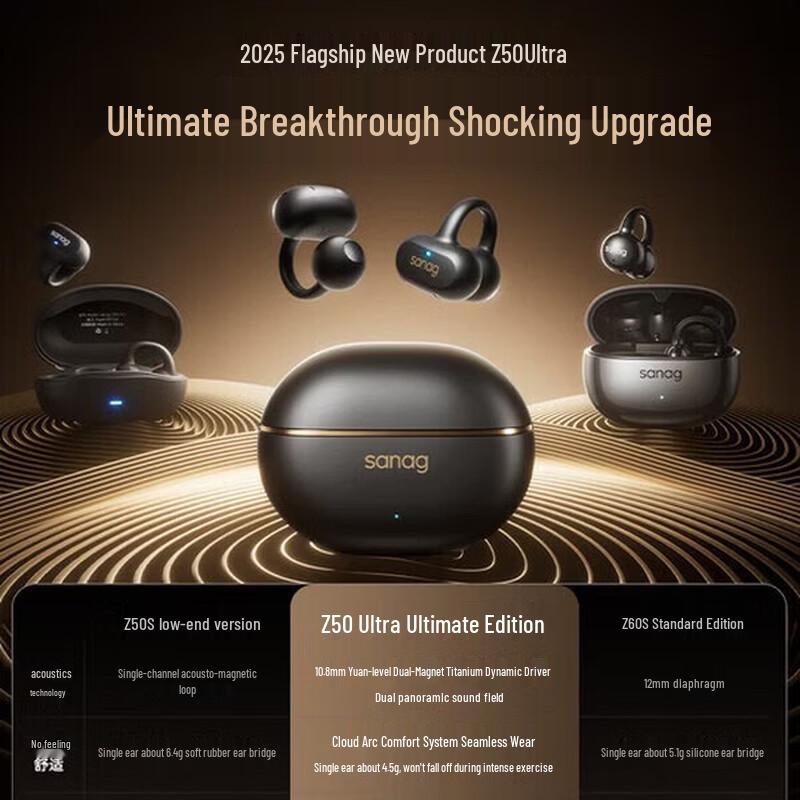 SANAG Z50 Ultra Open-Ear Clip Bluetooth Headphones