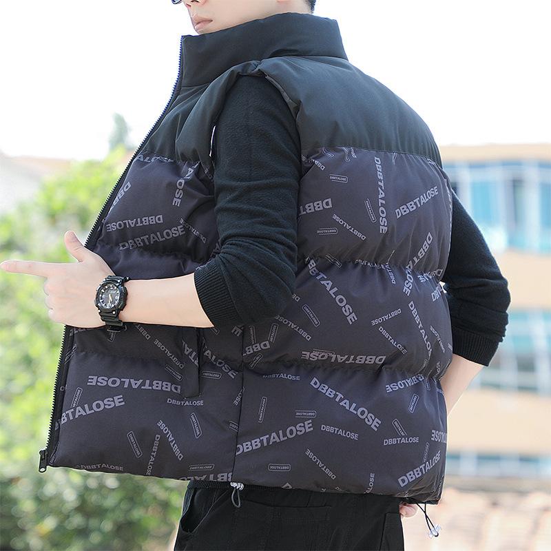 cotton clothes vest autumn and winter new youth urban flow splicing still casual stand-up collar vest jacket