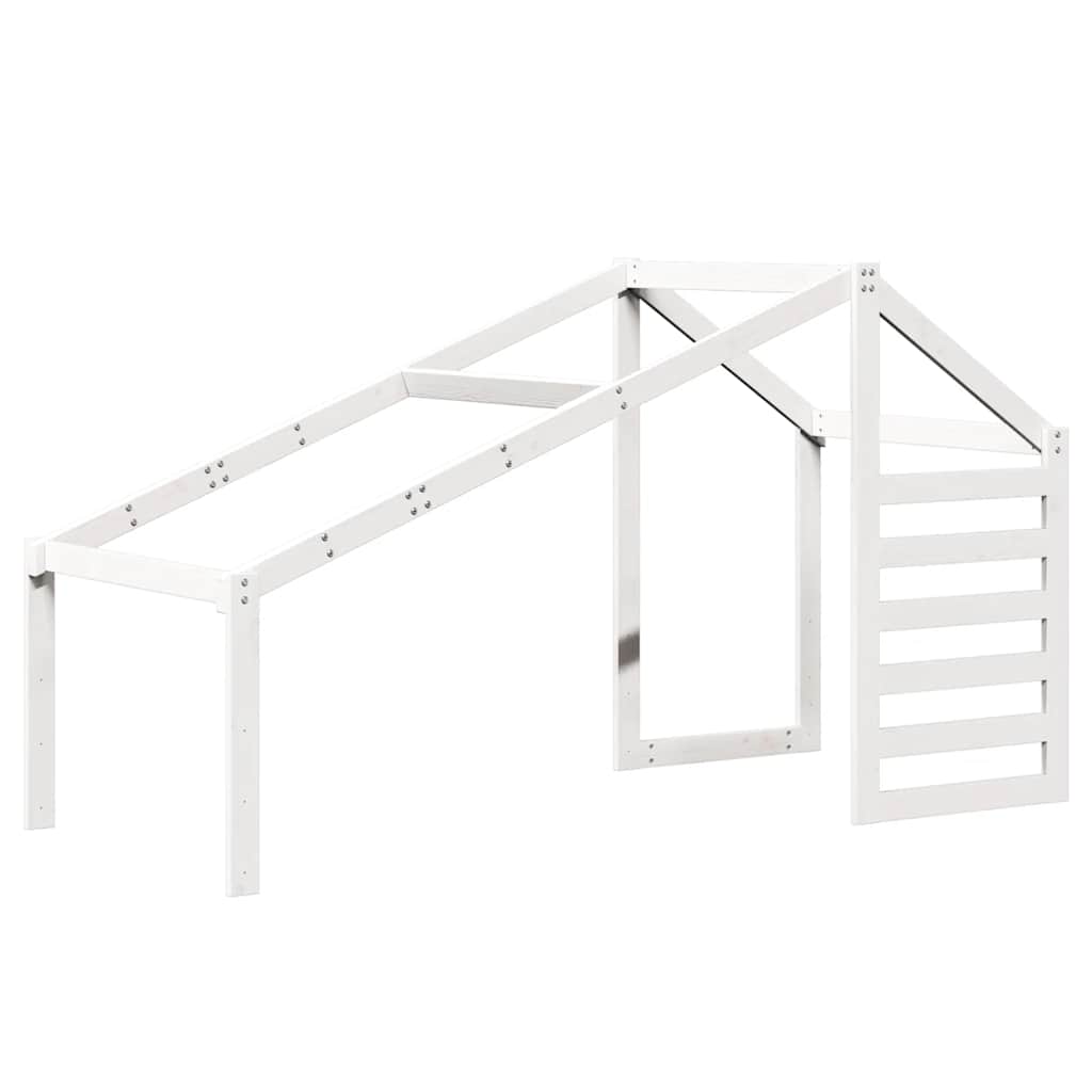 High Bed with Roof White 90 x 200 cm Solid Pine Wood