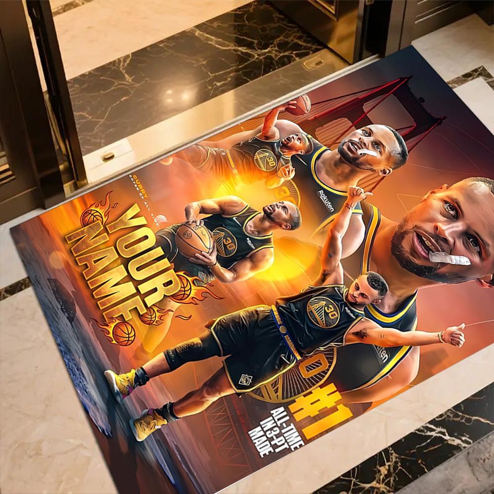 Golden State Curry Customize Text Carpet Perfect for Playrooms Dormitory Decorate Room Dining Room Anti-slip Rug Anime Office Decor Wedding Party Gift