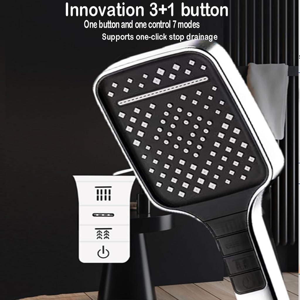 High Pressure Shower Head with Handheld 7 Spray Modes shower head, detachable  high pressurewith Stainless Hose and Adjustable Mount hand held