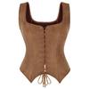 Medieval Women Vintage Suede Corset Top Victorian Pirate Lady Waistcoat Renaissance Cosplay Halloween Costume
