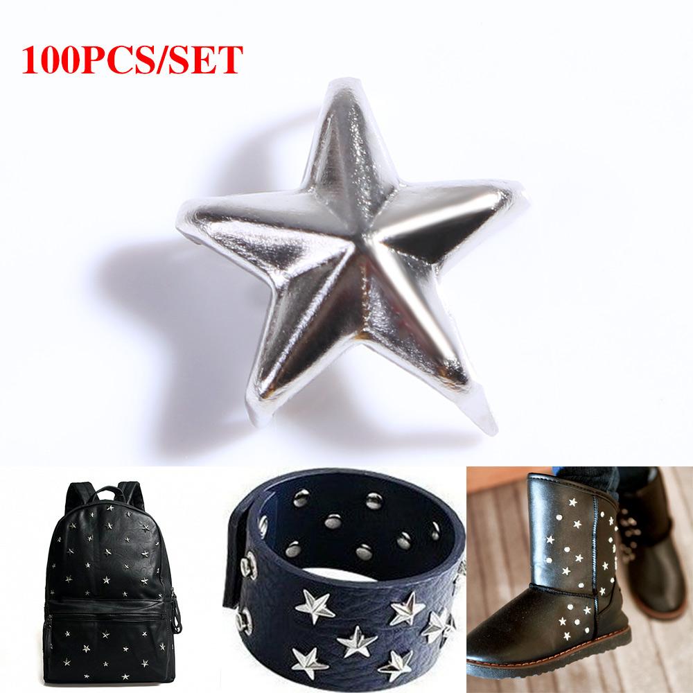 Shoes Spot Silver Color Star Shape Spikes Studs Craft Rivets