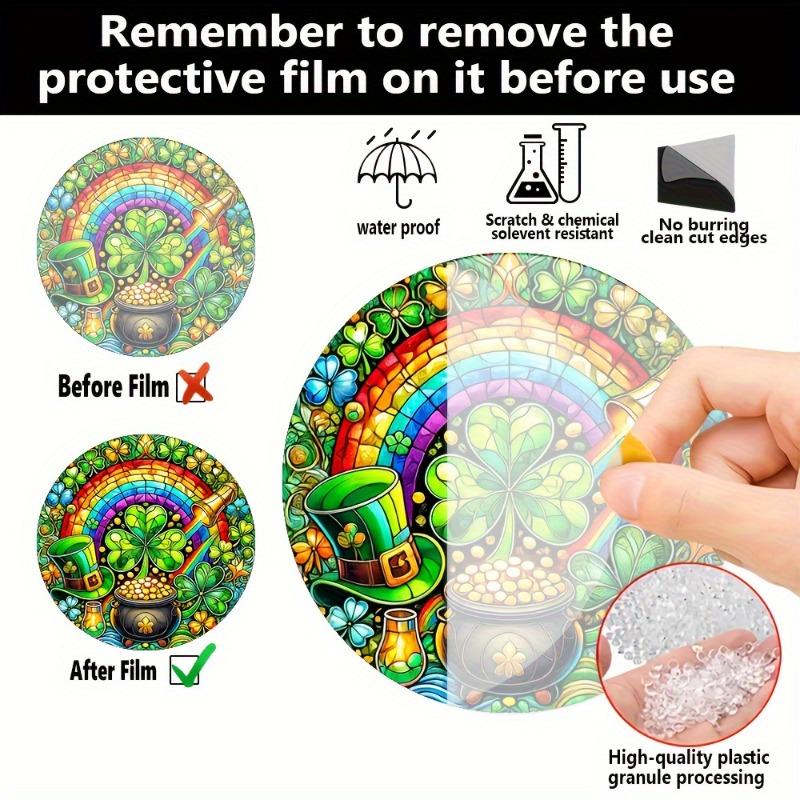 2D Flat St Patrick'S Day Acrylic Decoration Sign, Shamrocks, Rainbow & Pot of Golden Design, Home Decor Plaque Hanging Wall Art Decorative Garden Deco