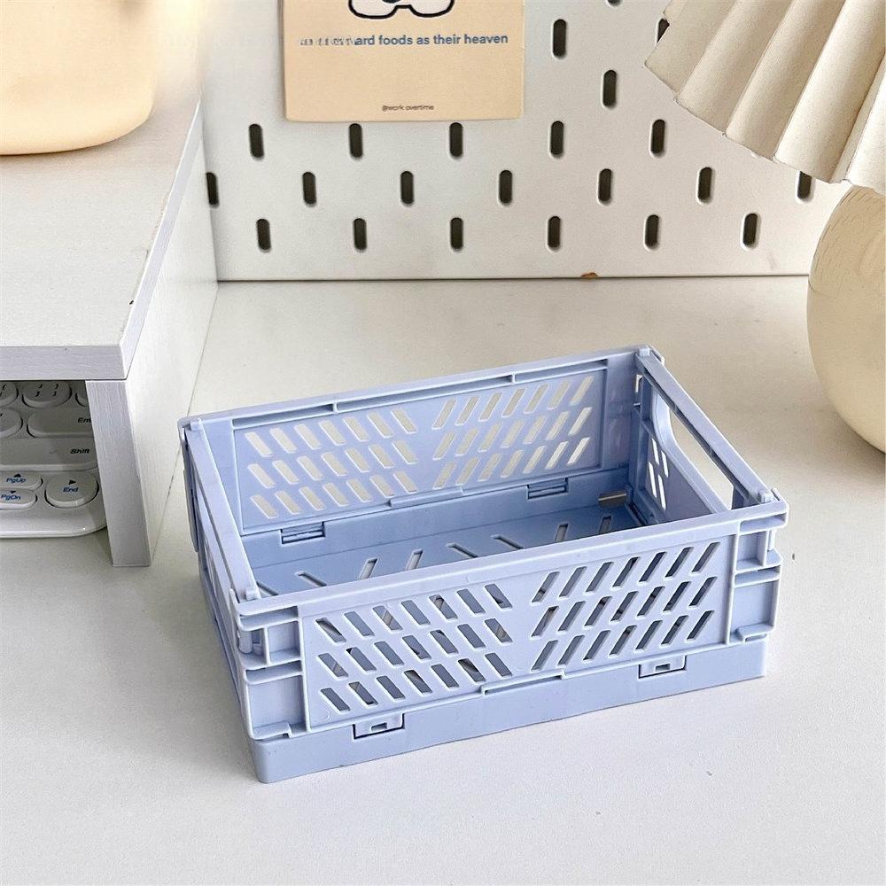 1pc Plastic Foldable Storage Crate Folding Box Portable Makeup Jewellery Toys Boxes Office Desktop Organizer Storage Basket