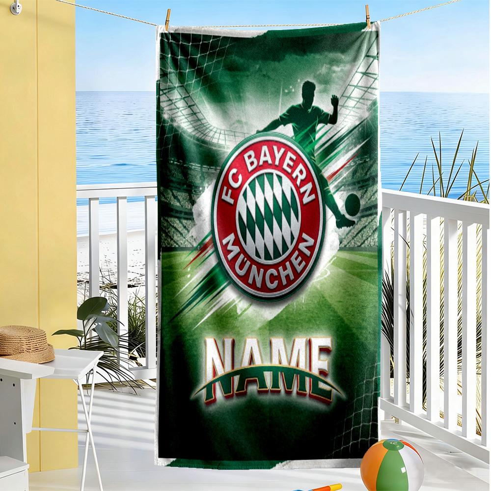 Bayern Munich Soccer Jersey Customized Name Beach Towel Super Soft & Absorbent Suitable for Swimming Gym Camping Yoga Vacation