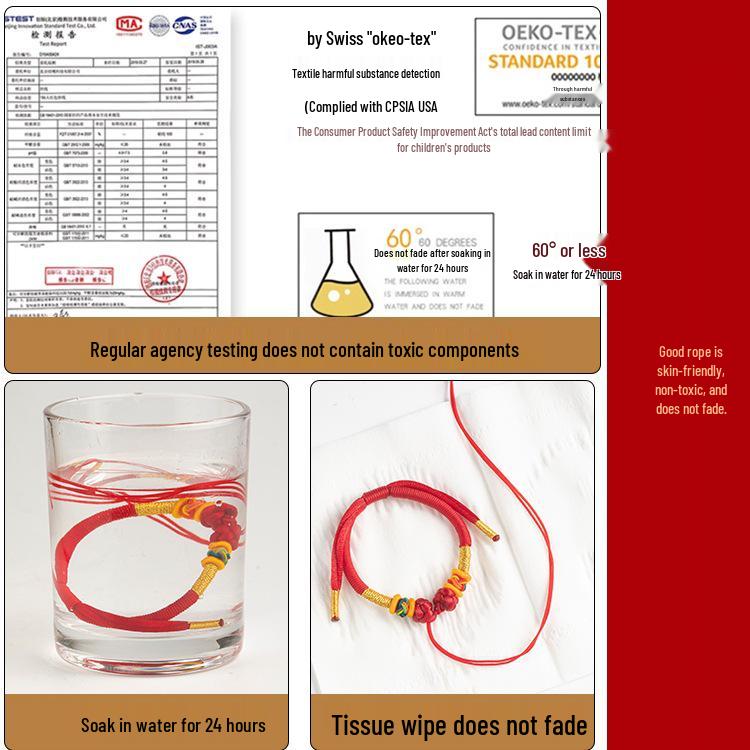 Red Rope Choker with Threadable Beads, Baby Pendant, and Padlock - Handmade Weaving
