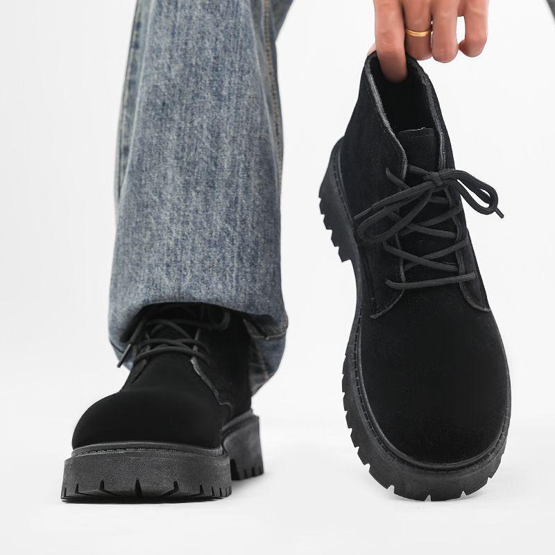 

Men s Retro British Style Autumn Leather Sports Boots – Trendy, Wear-Resistant, Thick-Soled, Casual Short Boots 41