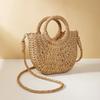 Handwoven Straw Rattan Half-Moon Beach Handbag Large Capacity Women Summer Hollow Out Shoulder Bag Crossbody Bags