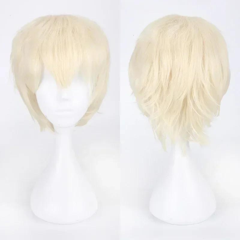 Anime Mystic Messenger 707 Cosplay Synthetic Wig Short Red Orange Heat Resistant Hair Cosplay Wigs
