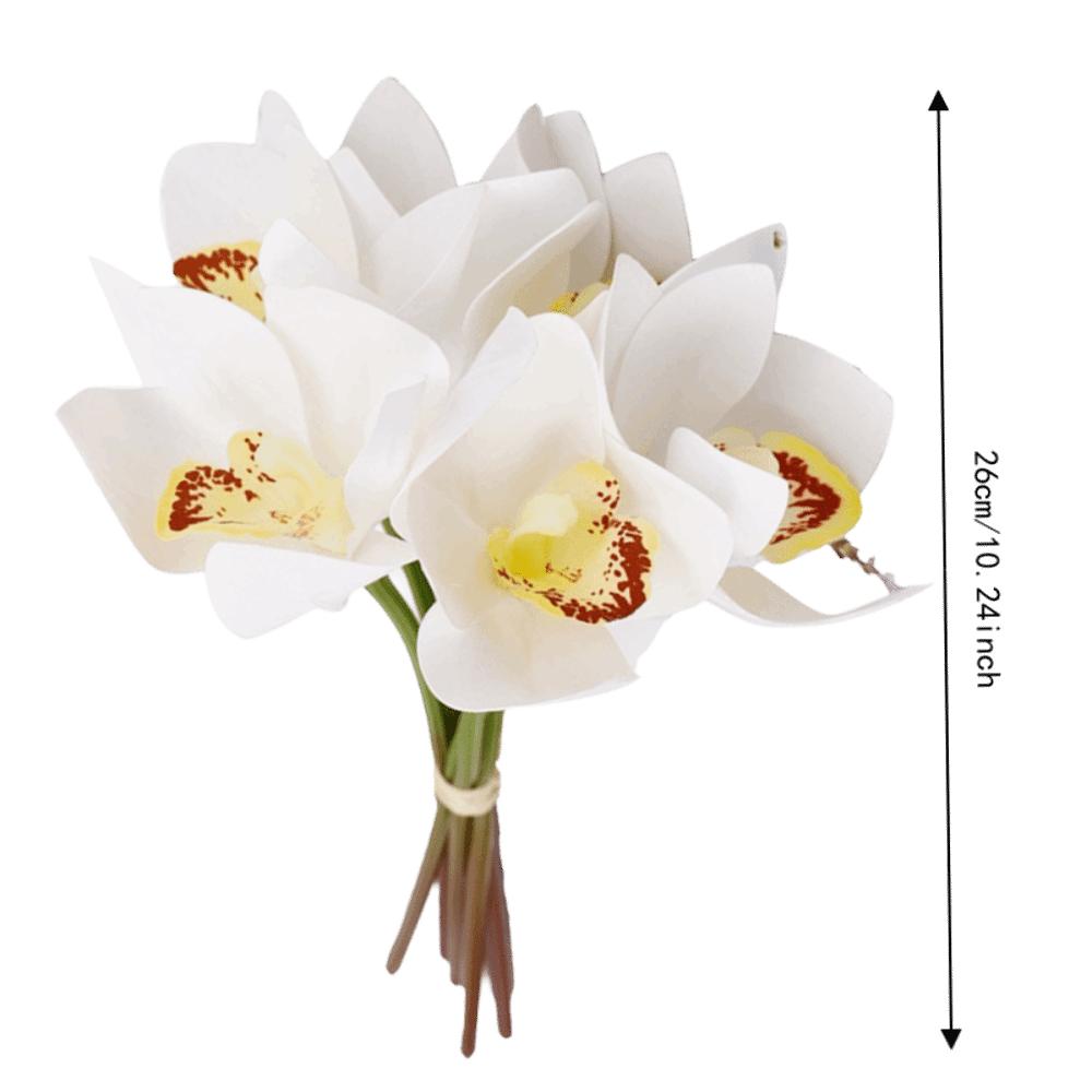3D Printed Faux Orchid Decor 6 Stems Fake Orchid Bouquet Silk Orchid Decorations Table Centerpiece