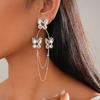 Diamond-set butterfly tassel silver needle earrings exquisite earrings