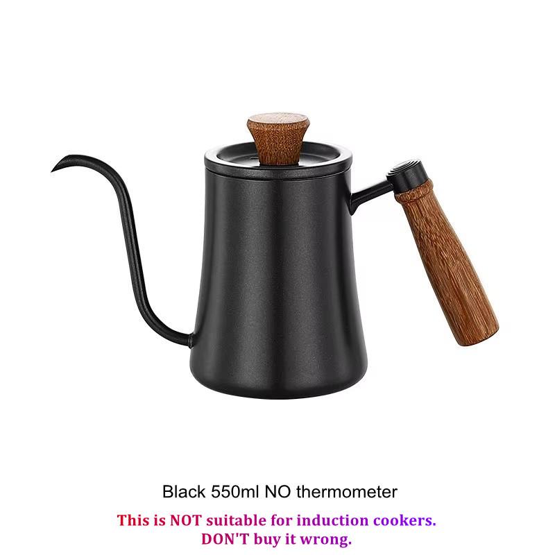 Coffee Pot Milk Frothing Pitcher Jug Kettles Gooseneck Kettle Spout with Thermometer Espresso Coffee Pot Tea Kettle 550ml чёрный