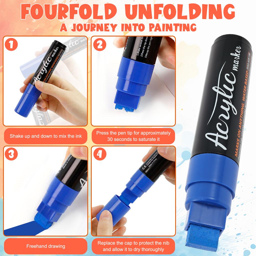 10 Farben Jumbo Marker Wasserdichter Marker Stift 0,59 Zoll Filzspitze Acrylfarbe Graffiti Marker zum Malen Graffiti Außenbeschilderung
