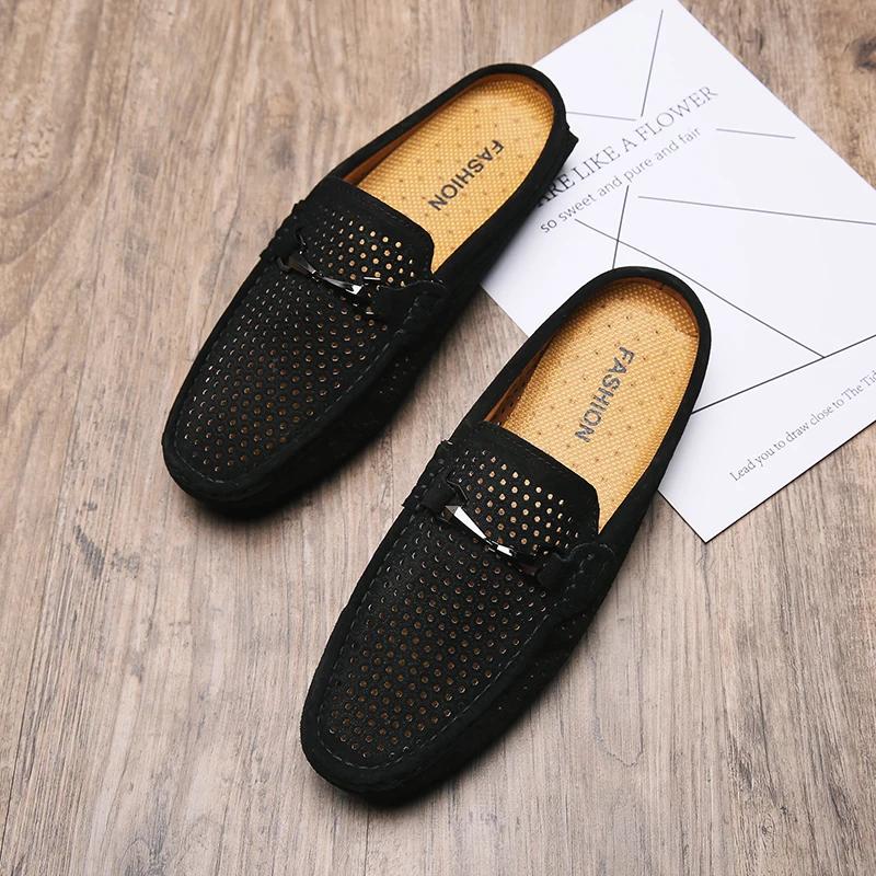 Fashion Fashion Men Leather Slippers Outdoor Loafers Lightweight Mens Shoes Mules Man Summer Casual Sandals Lazy Shoes for Men