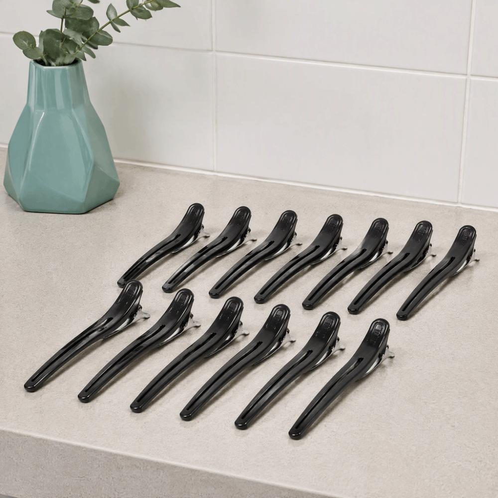 12PCS Black Color Duckbill Hair Clips Aluminium Alloy Alligator Hair Clips Home Use
