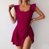 Maillot de bain une pièce à manches volantées et jupe Maillot de bain modeste