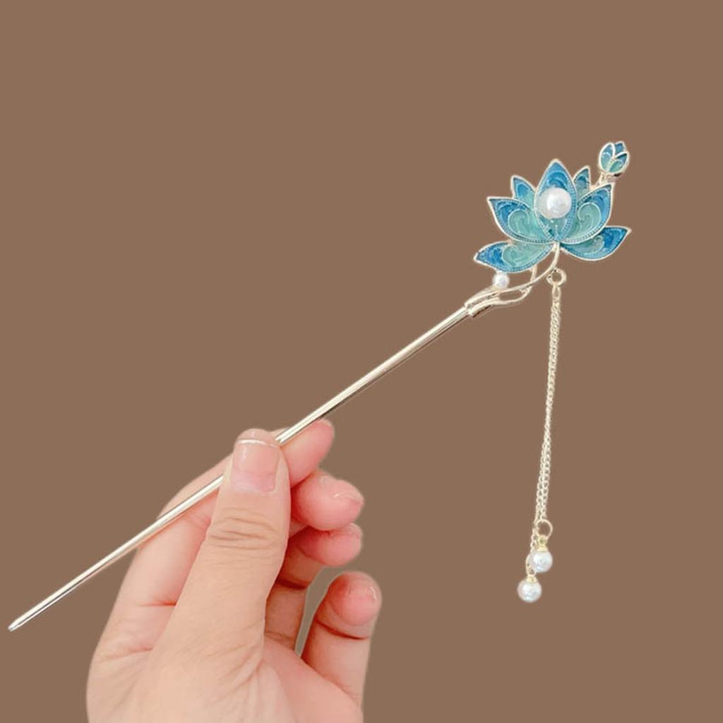 Chinese Style Lotus Hair Sticks Chinese Style Alloy Lotus Simple Hairpin Suitable for Girls Hair Accessories