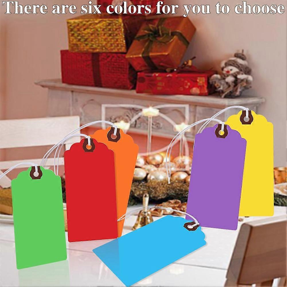 300Pcs Colored Hang Tags with Elastic Strings Blank Paper Writable Tags Shipping Tags Price Tags for All Occasions