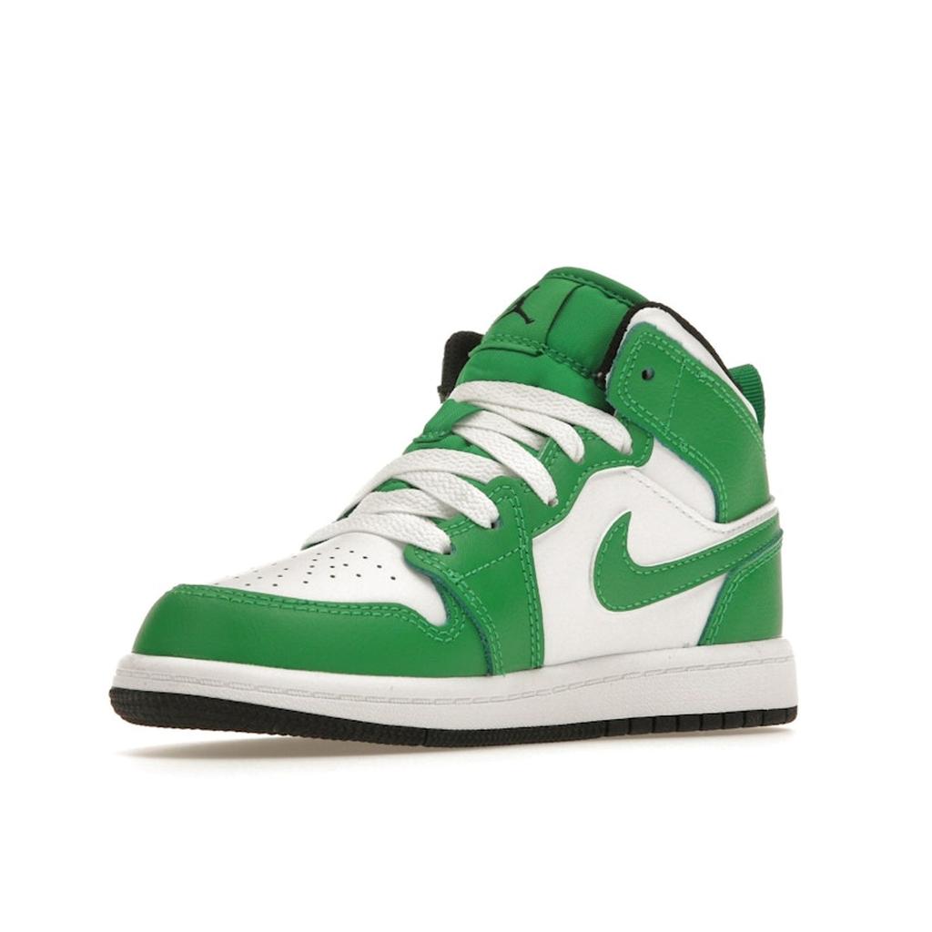 Air Jordan 1 Mid PS Lucky Green Kids Sneakers Black White DQ8424-301