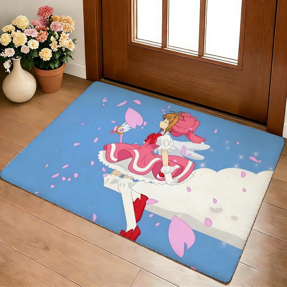 Kwaii C-Cardcaptor Sakura Floor Mat Cozy Flannel Soft Thick Non-Slip Mat For Living Room Bedroom Kitchen Decor Rugs